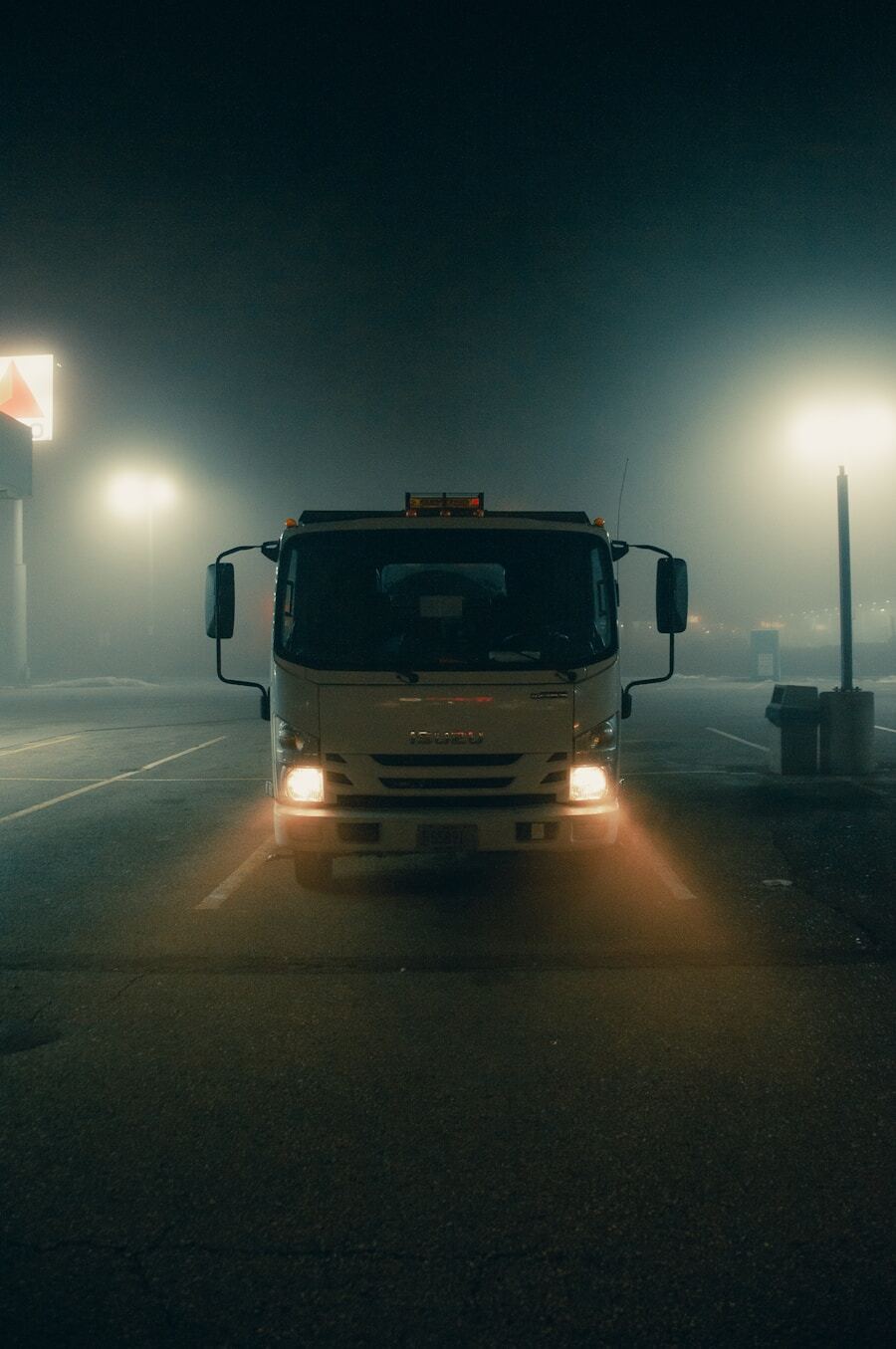 Truck on night road